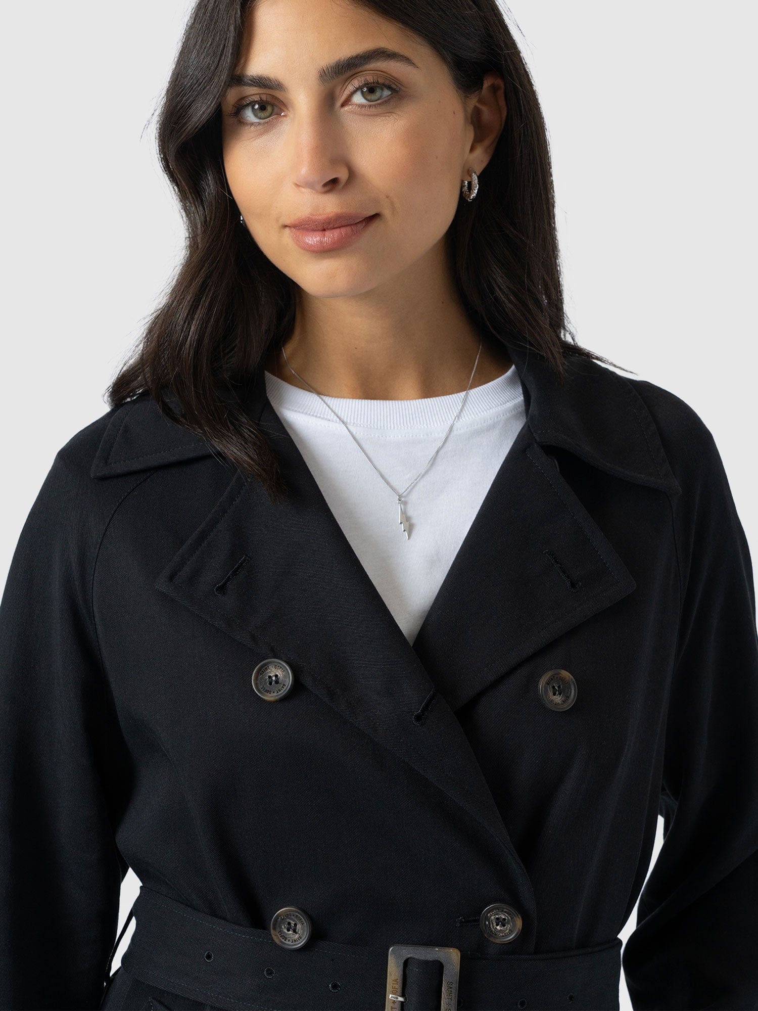 Marion Double Breasted Trench Black - Women's Overcoats | Saint + Sofia® USA
