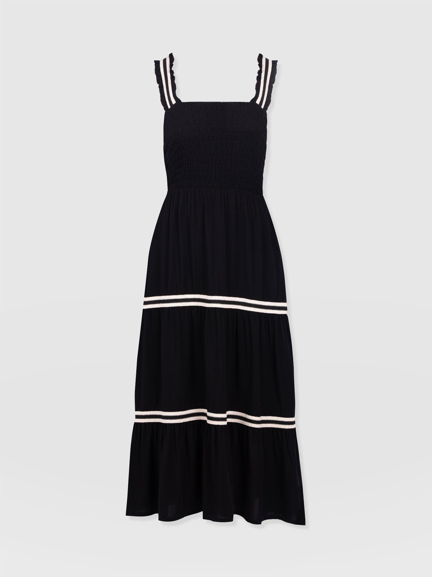 Maya Shirring Dress - Black - Women's Dresses | Saint and Sofia® USA