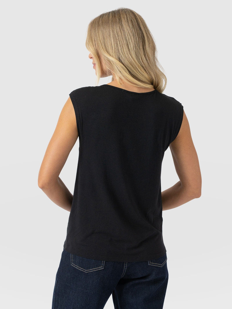Mia Asymmetric Tee - Black - Women's T-shirts | Saint + Sofia® USA
