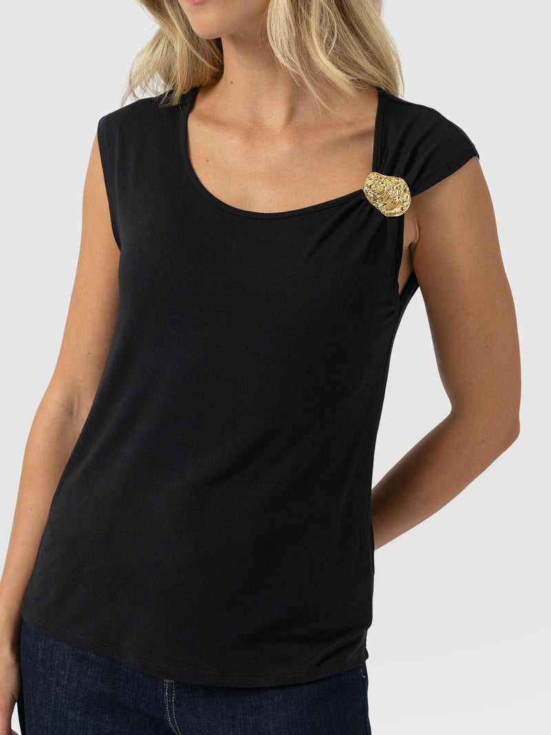 Mia Asymmetric Tee - Black - Women's T-shirts | Saint + Sofia® USA