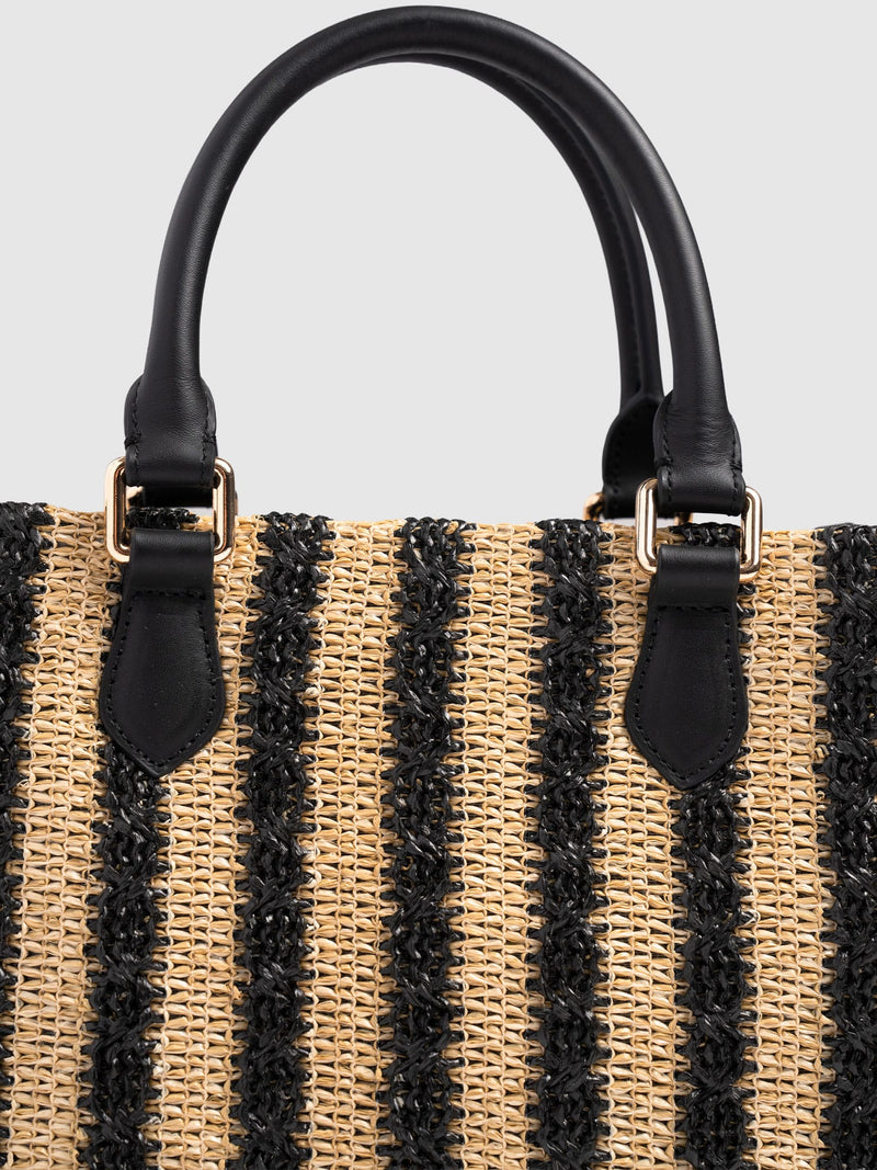 Mia Mini Tote Bag - Black Raffia - Women's Handbags | Saint + Sofia® USA