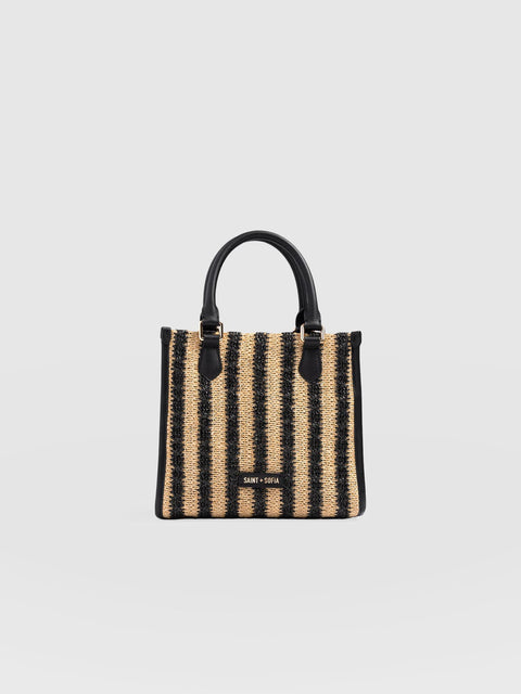Mia Mini Tote Bag - Black Raffia - Women's Handbags | Saint + Sofia® USA