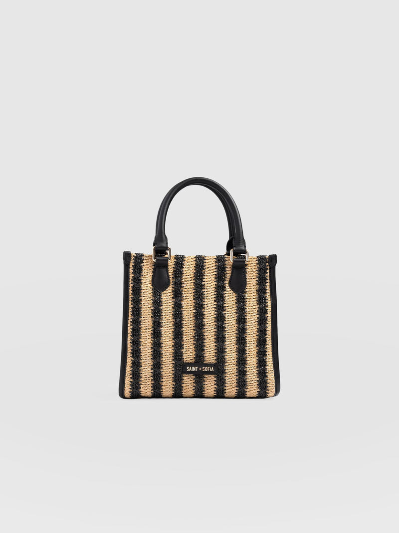 Mia Mini Tote Bag - Black Raffia - Women's Handbags | Saint + Sofia® USA