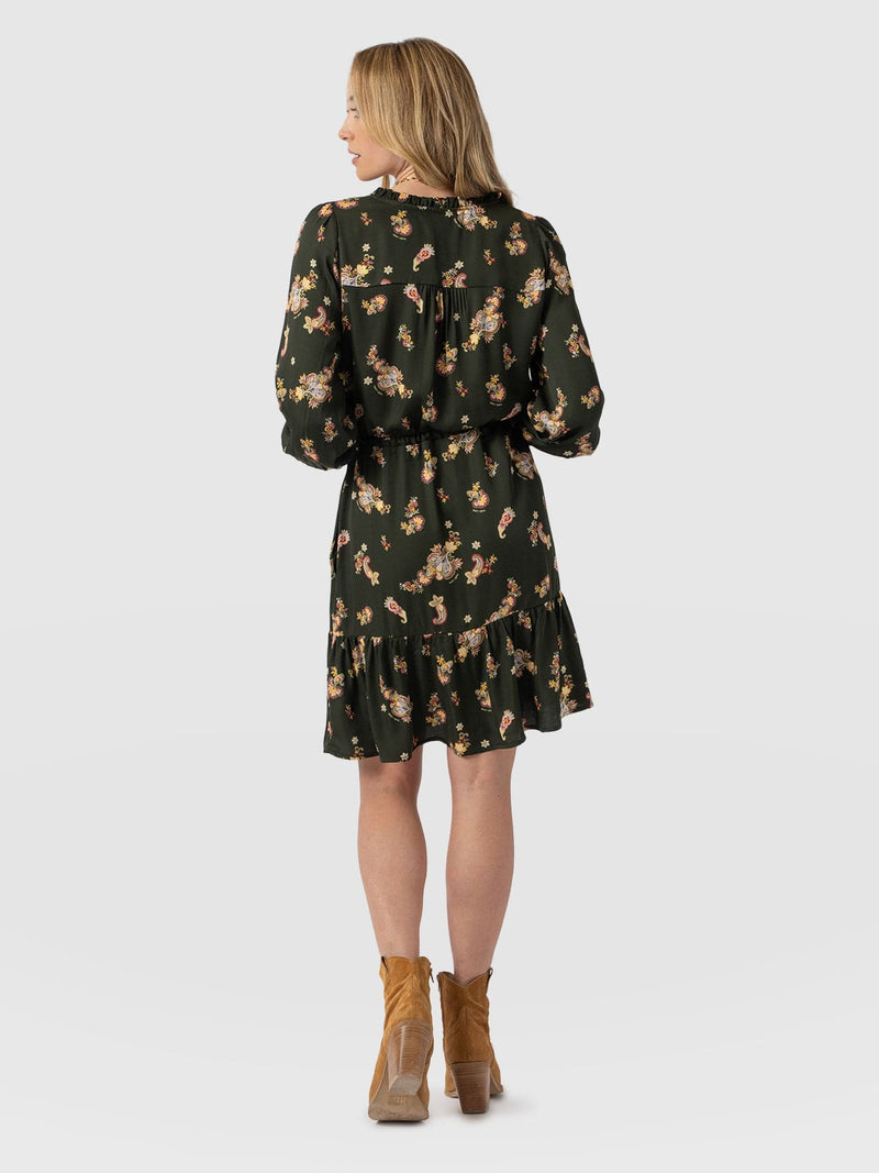 Mini Olivia Zip Up Dress Khaki Paisley - Women's Dresses | Saint + Sofia® US