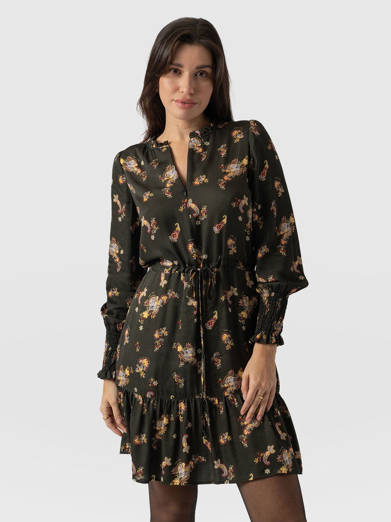 Mini Olivia Zip Up Dress Khaki Paisley - Women's Dresses | Saint + Sofia® US