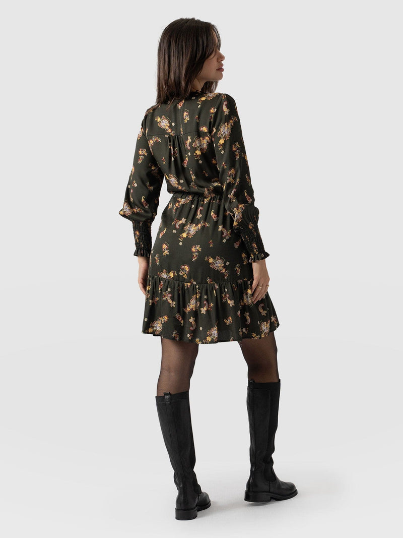 Mini Olivia Zip Up Dress Khaki Paisley - Women's Dresses | Saint + Sofia® US