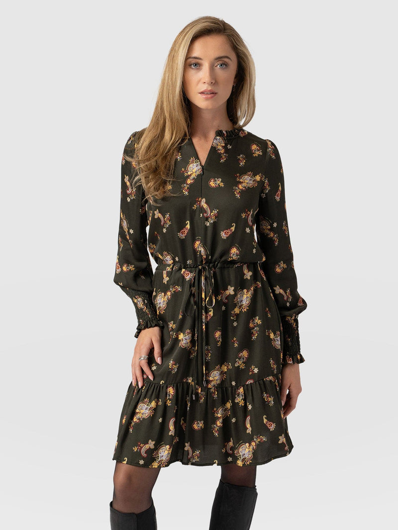 Mini Olivia Zip Up Dress Khaki Paisley - Women's Dresses | Saint + Sofia® US