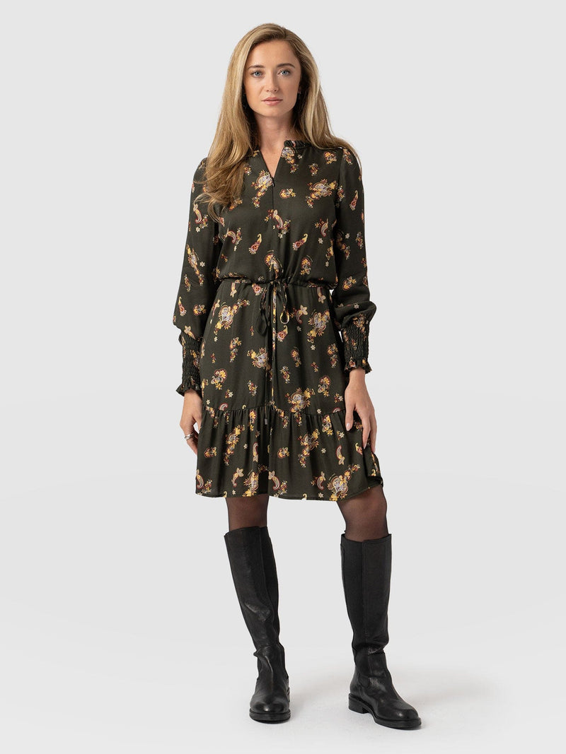 Mini Olivia Zip Up Dress Khaki Paisley - Women's Dresses | Saint + Sofia® US