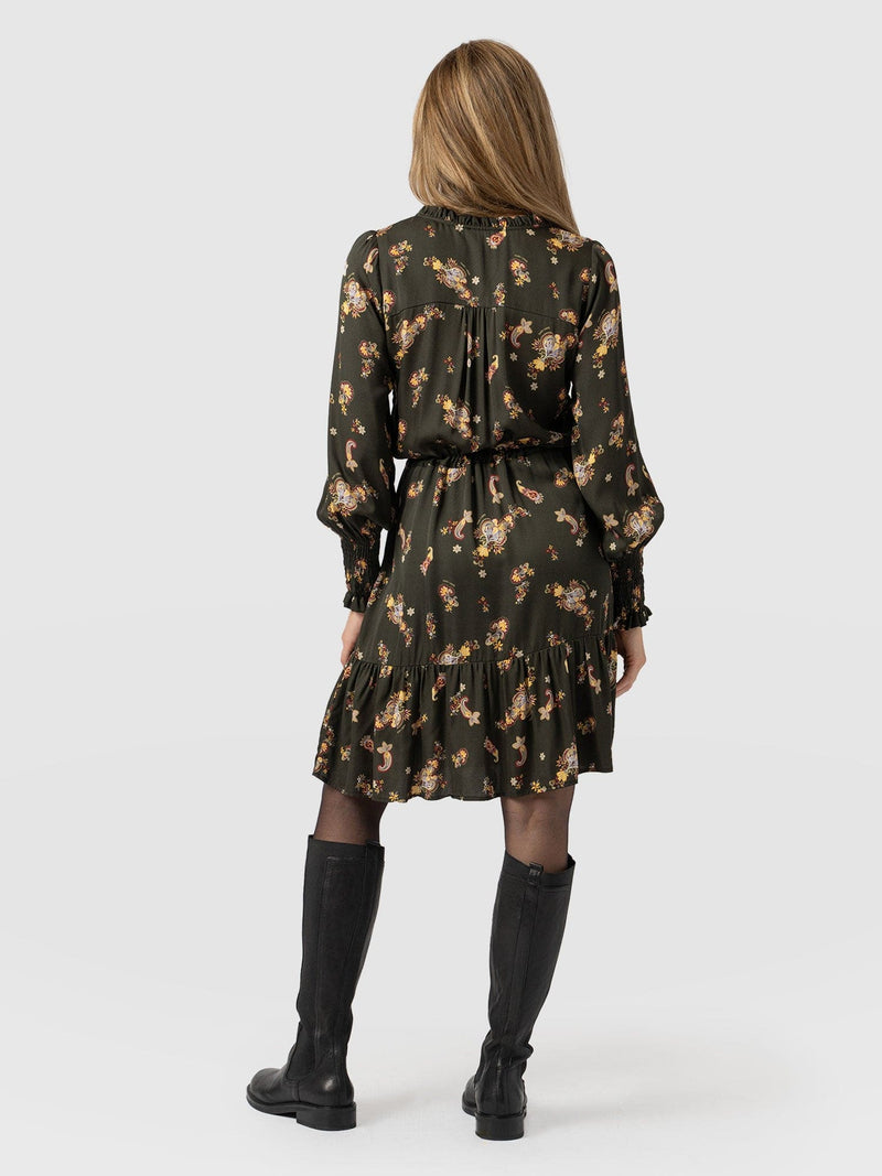 Mini Olivia Zip Up Dress Khaki Paisley - Women's Dresses | Saint + Sofia® US