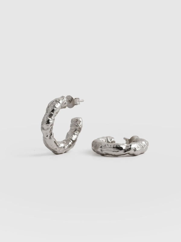 Molten Hoop Earrings Silver - Women's Jewellery | Saint + Sofia® UK