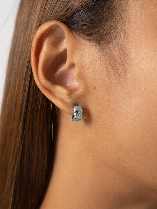 Molten Huggie Earrings Silver - Women's Jewellery | Saint + Sofia® UK