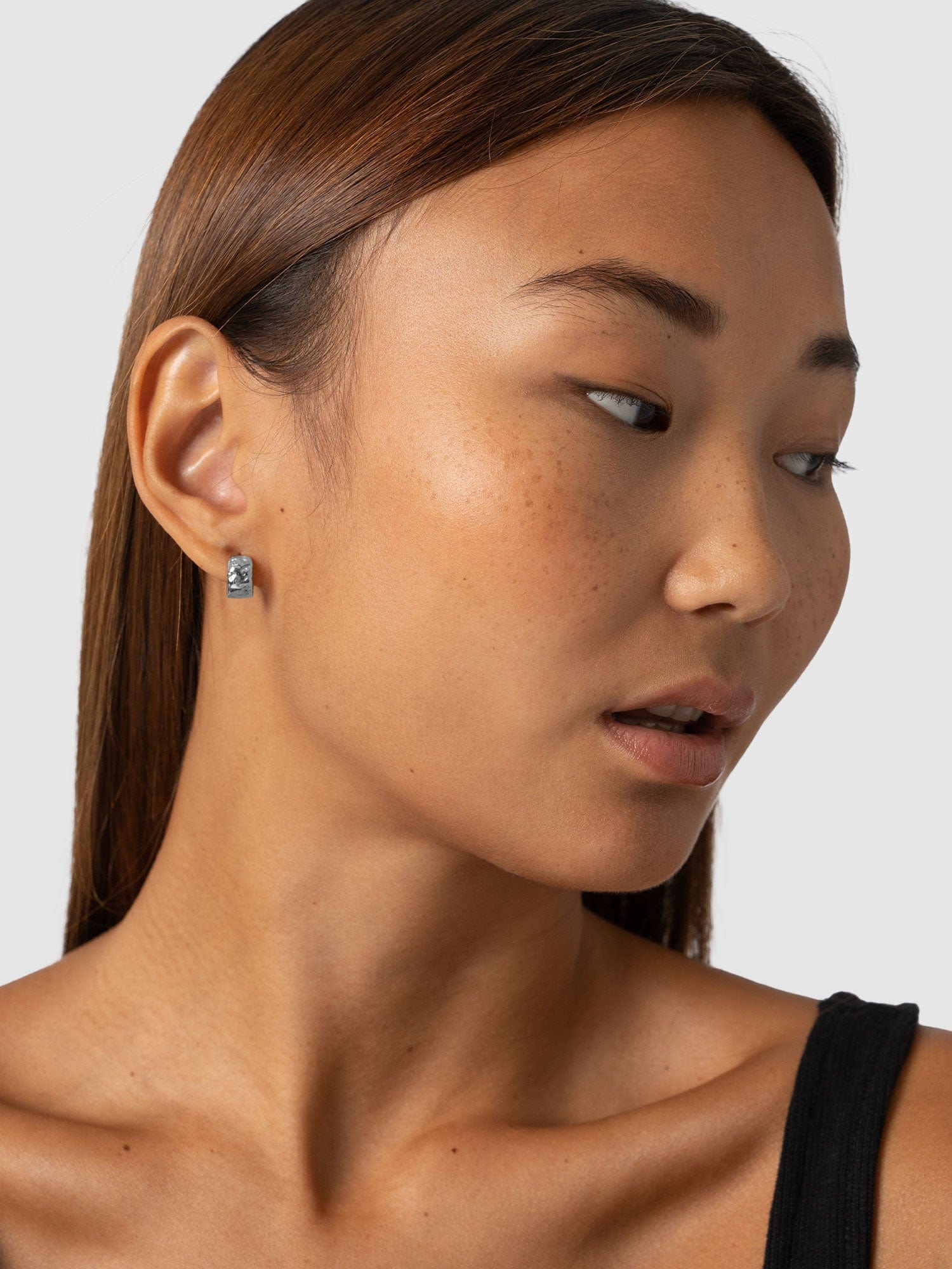 Molten Huggie Earrings Silver - Women's Jewellery | Saint + Sofia® UK