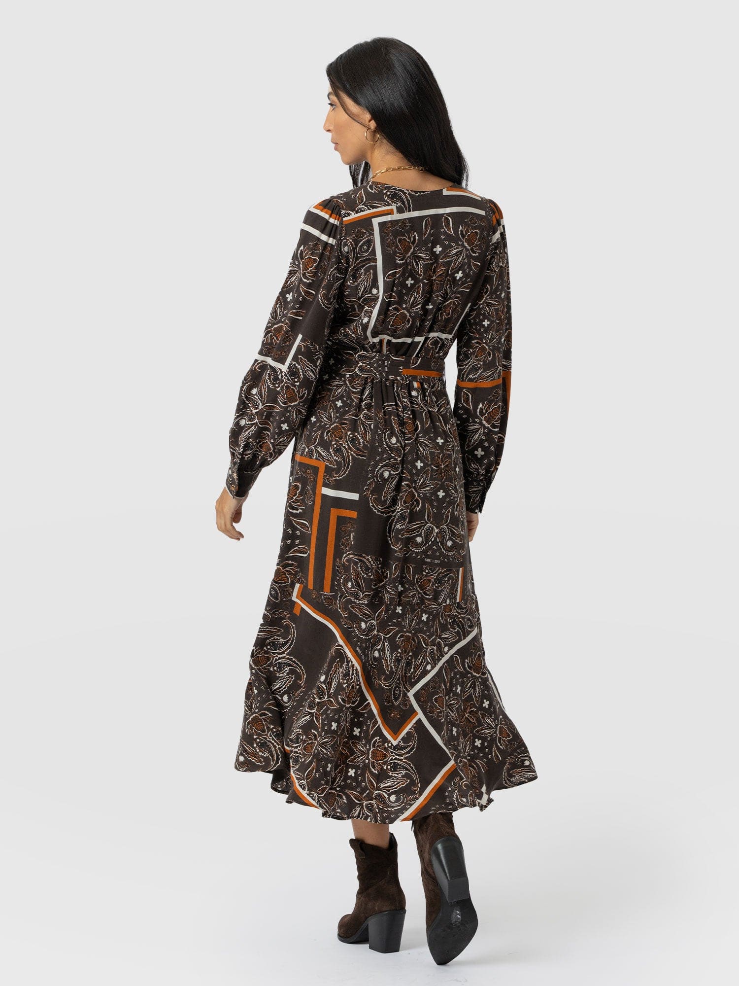 Naya V Neck Dress - Brown Paisley - Women's Dresses | Saint + Sofia? USA