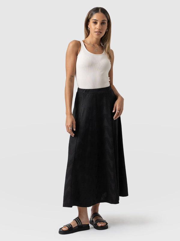 Nora A-Line Skirt Black Jacquard  - Women's Skirts | Saint + Sofia® UK