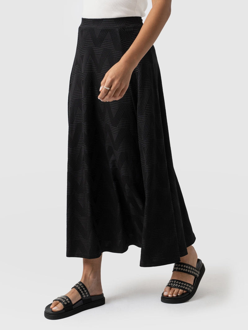 Nora A-Line Skirt Black Jacquard  - Women's Skirts | Saint + Sofia® UK