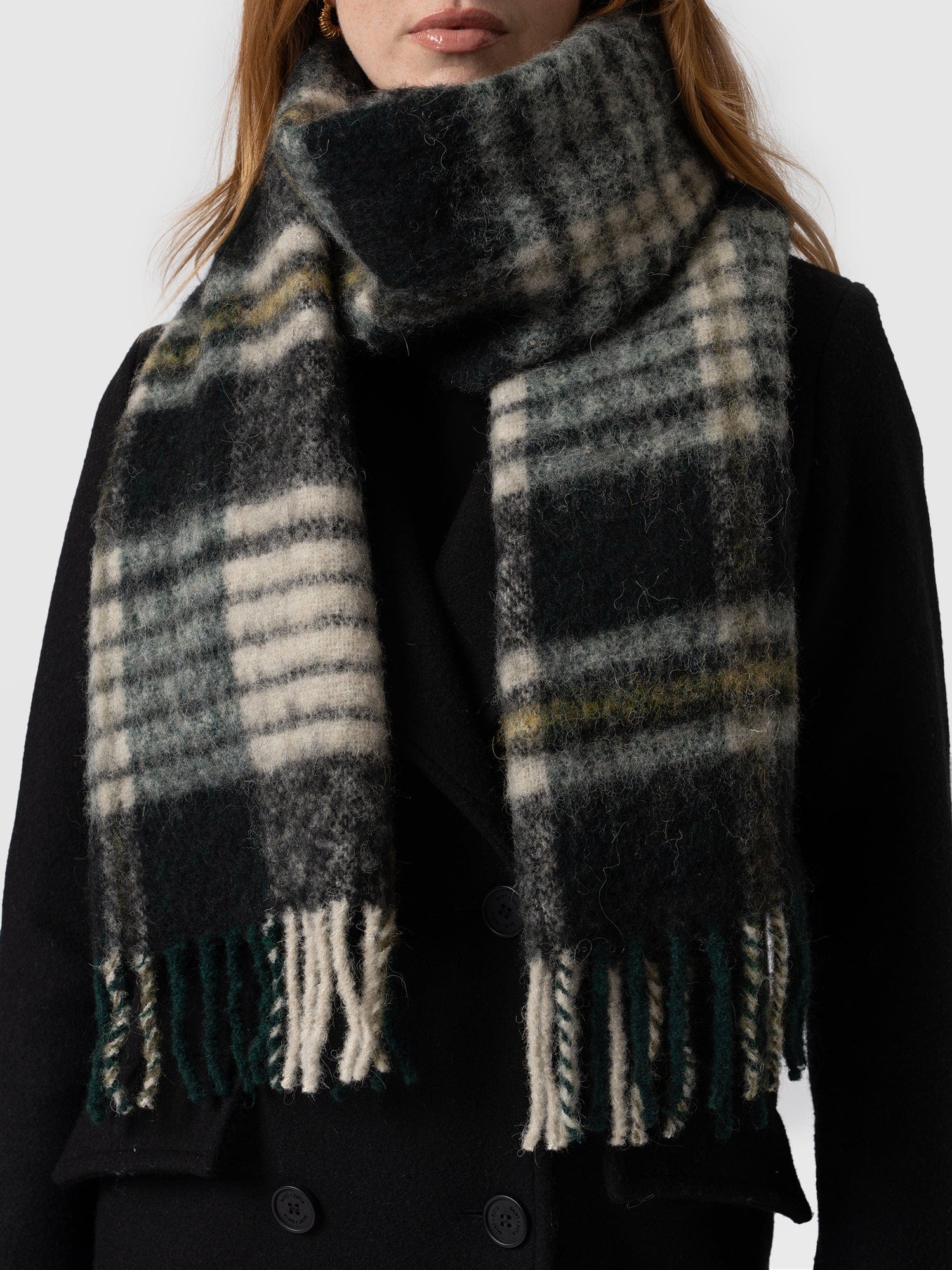 Nora Check Scarf Green - Women's Scarf | Saint + Sofia® USA