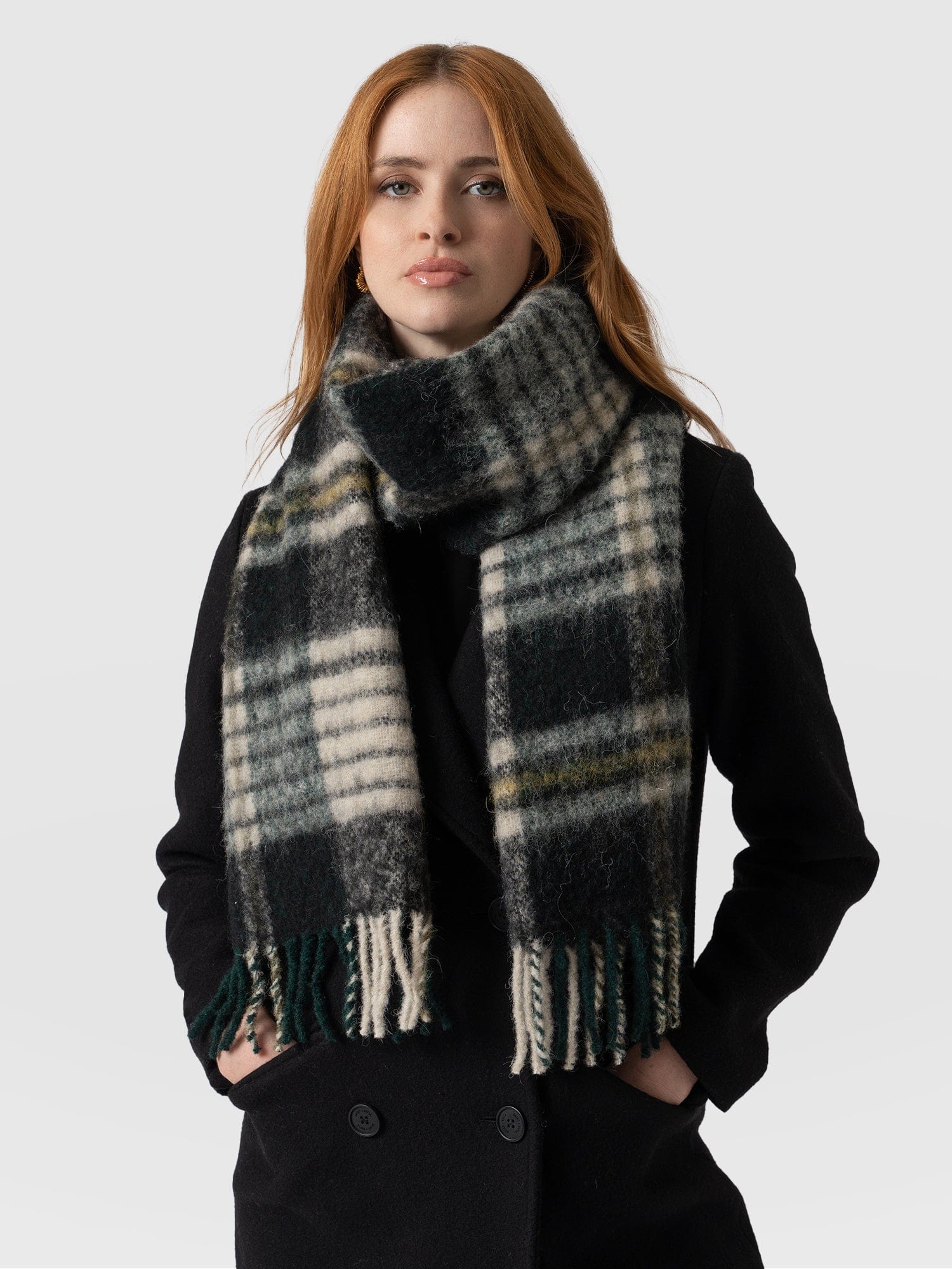 Nora Check Scarf Green - Women's Scarf | Saint + Sofia® USA