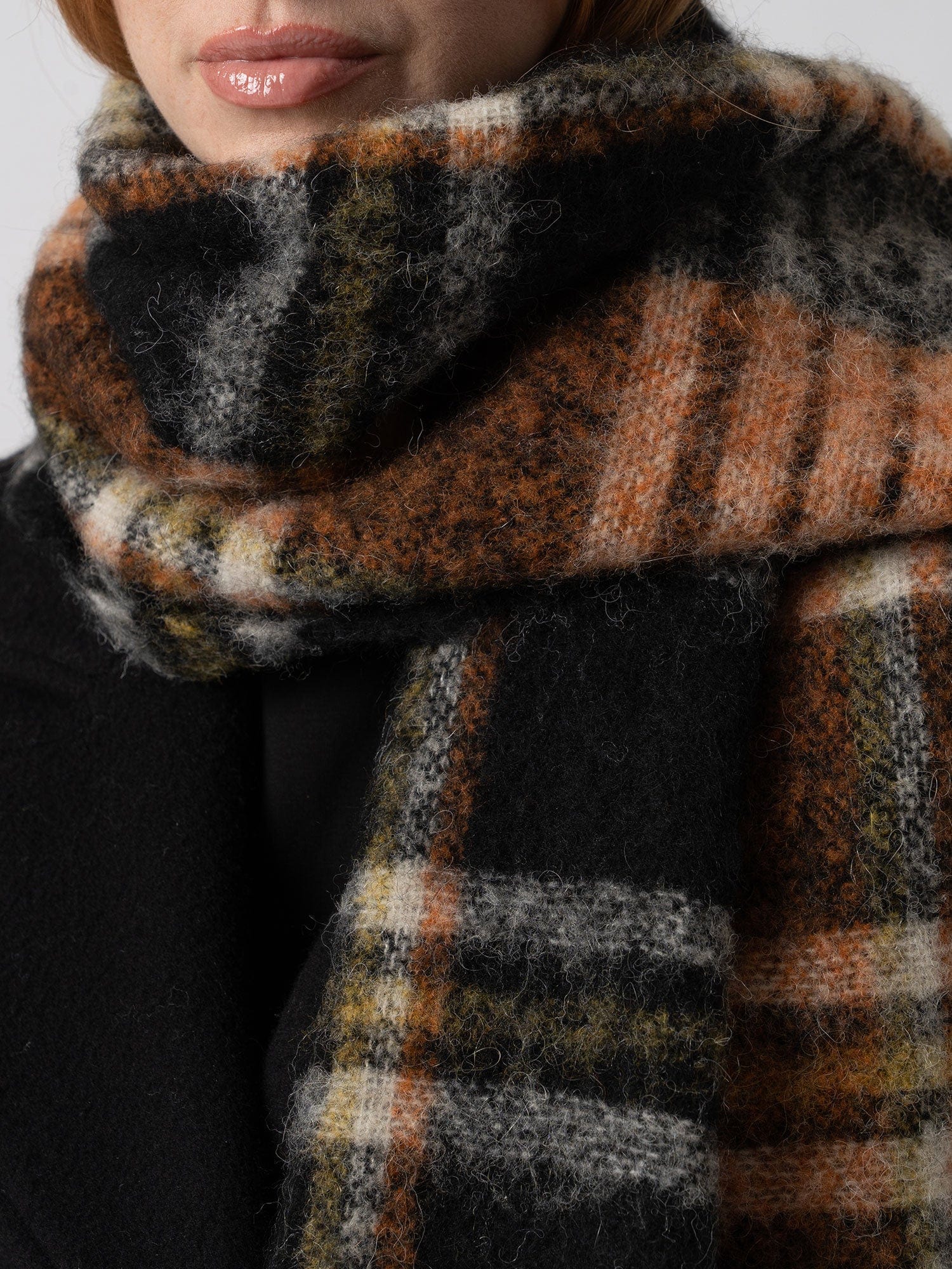 Nora Check Scarf Orange - Women's Scarf | Saint + Sofia® USA