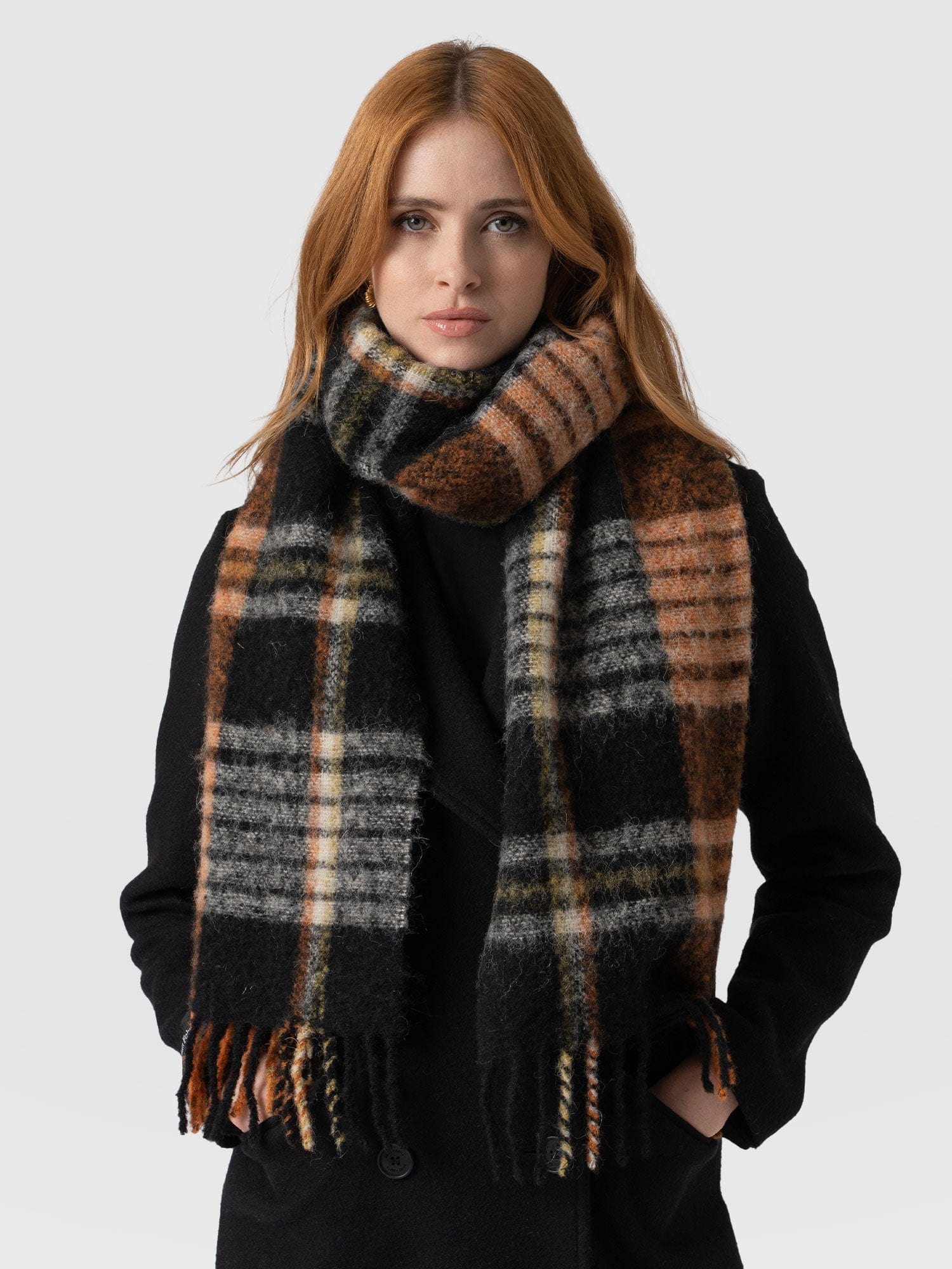 Nora Check Scarf Orange - Women's Scarf | Saint + Sofia® USA