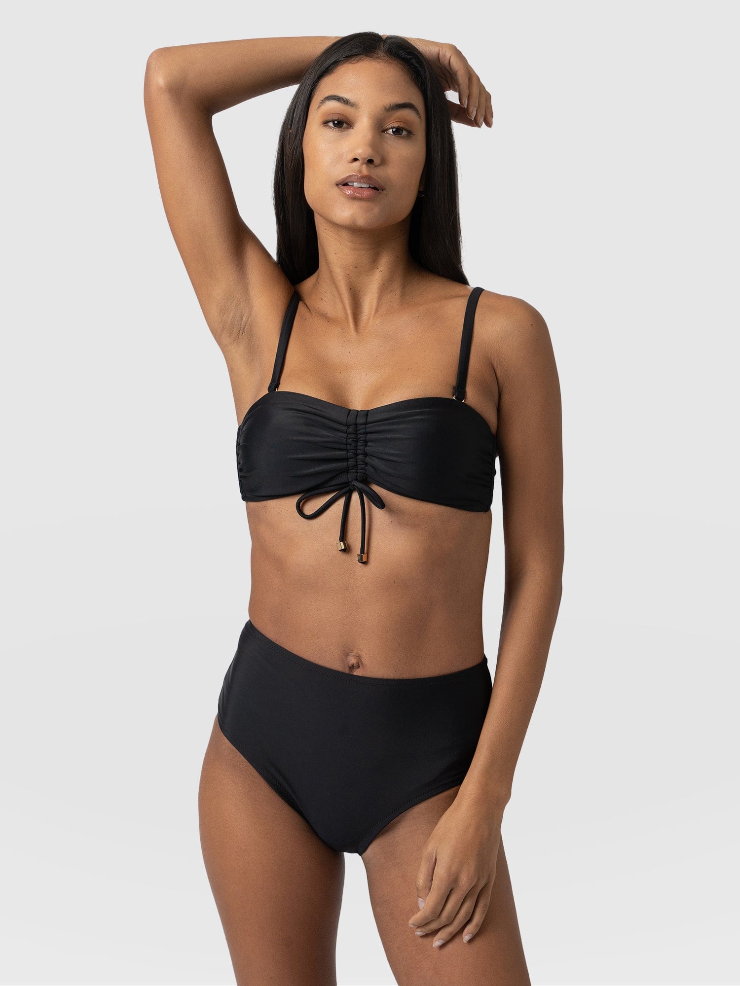 Nova High Waisted Bikini Bottom Black - Women's Swimwear | Saint + Sofia® USA