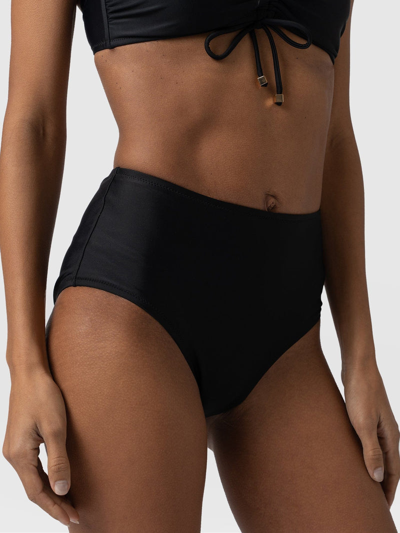 Nova High Waisted Bikini Bottom Black - Women's Swimwear | Saint + Sofia® USA