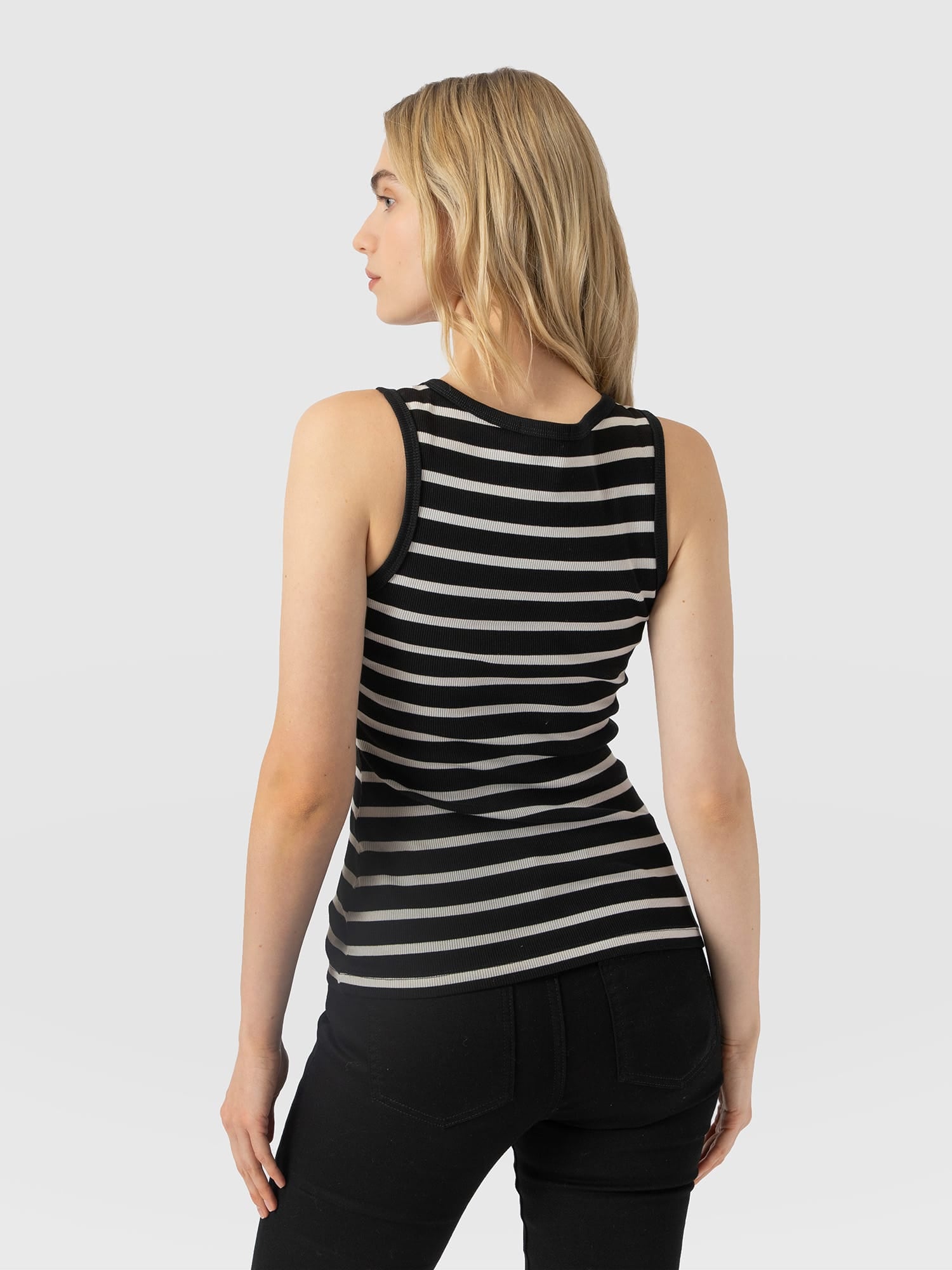 Nova Racer Vest - Black & White Stripe - Women's T-shirts | Saint and Sofia® USA