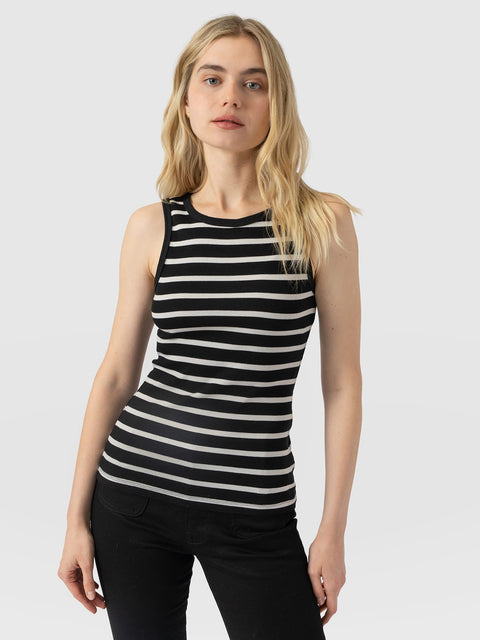 Nova Racer Vest - Black & White Stripe - Women's T-shirts | Saint and Sofia® USA