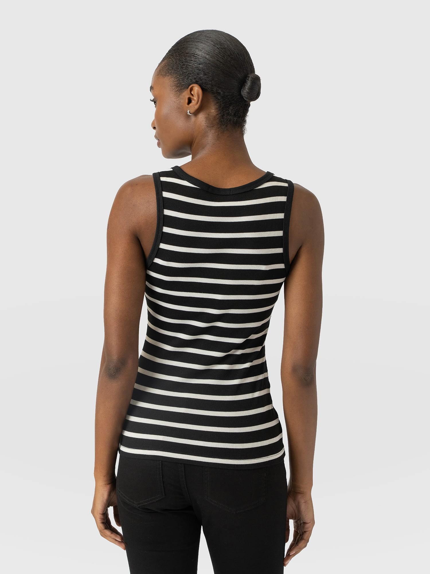 Nova Racer Vest - Black & White Stripe - Women's T-shirts | Saint and Sofia® USA