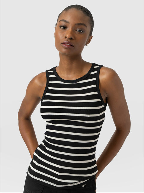 Nova Racer Vest - Black & White Stripe - Women's T-shirts | Saint and Sofia® USA