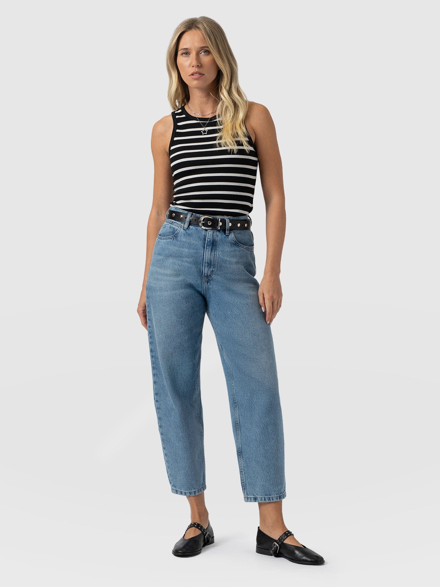 Nova Racer Vest - Black & White Stripe - Women's T-shirts | Saint + Sofia® USA