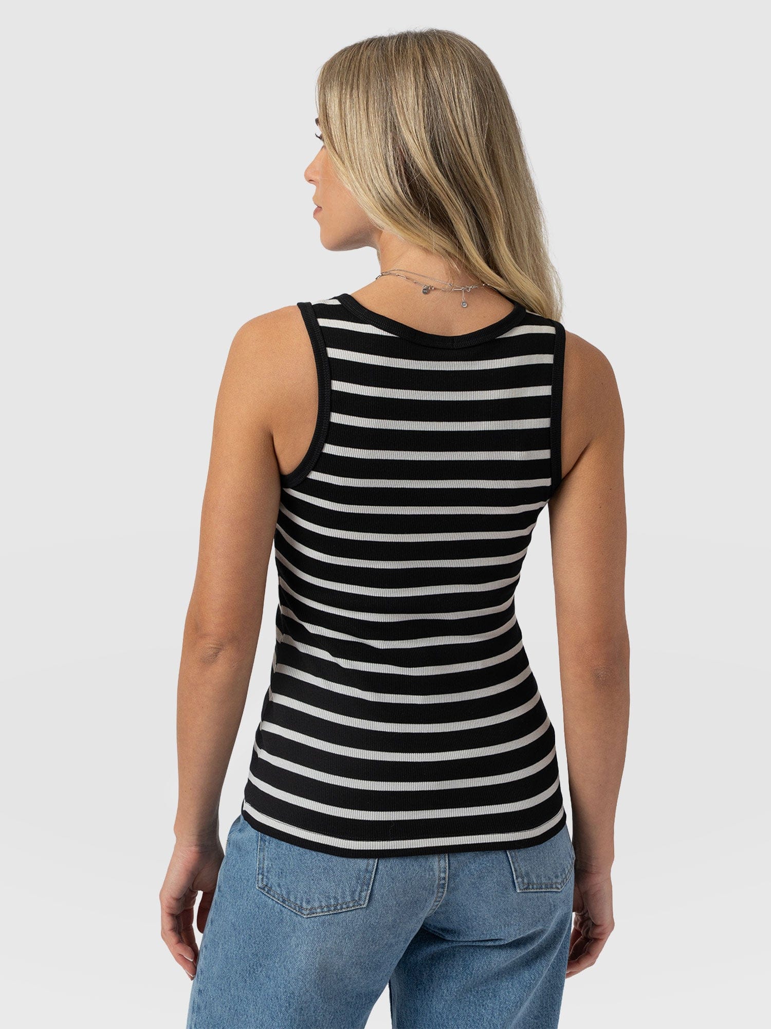 Nova Racer Vest - Black & White Stripe - Women's T-shirts | Saint + Sofia® USA