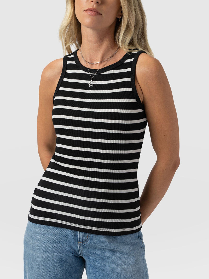 Nova Racer Vest - Black & White Stripe - Women's T-shirts | Saint + Sofia® USA
