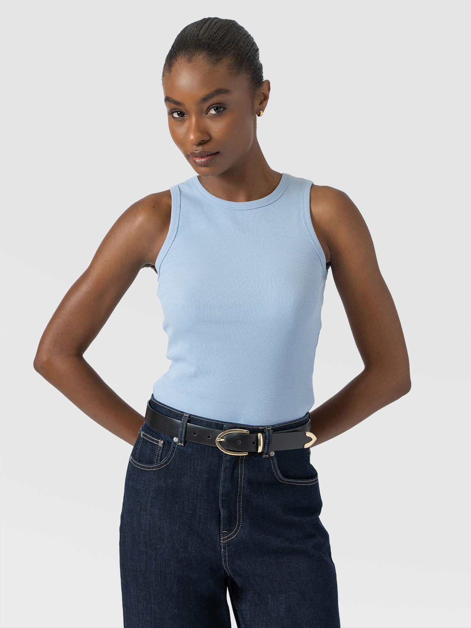 Nova Racer Vest - Powder Blue - Women's T-shirts | Saint + Sofia® USA