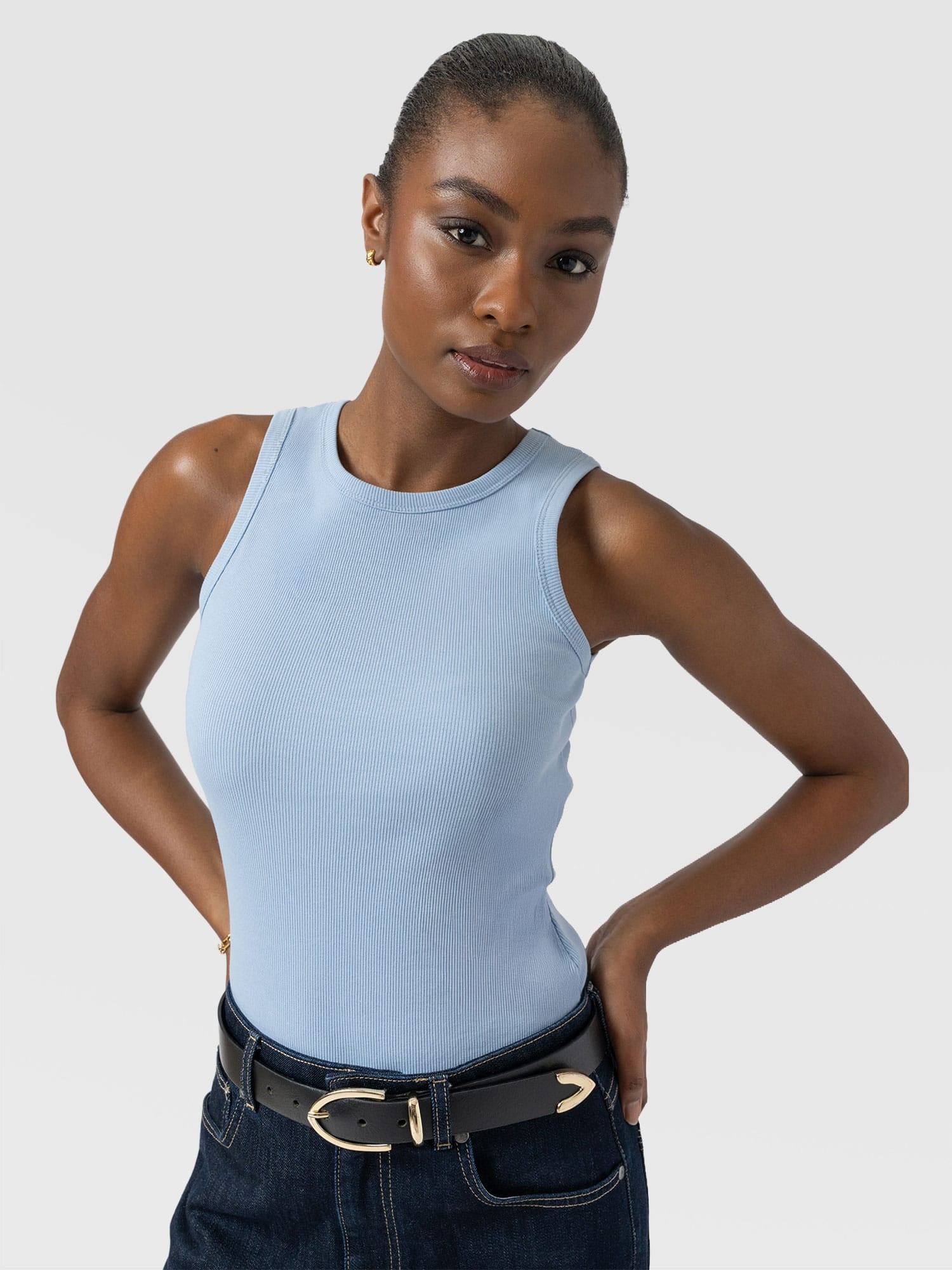 Nova Racer Vest - Powder Blue - Women's T-shirts | Saint + Sofia® USA