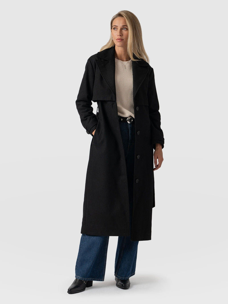 Odette Coat Black - Women's Wool Coats | Saint + Sofia® USA