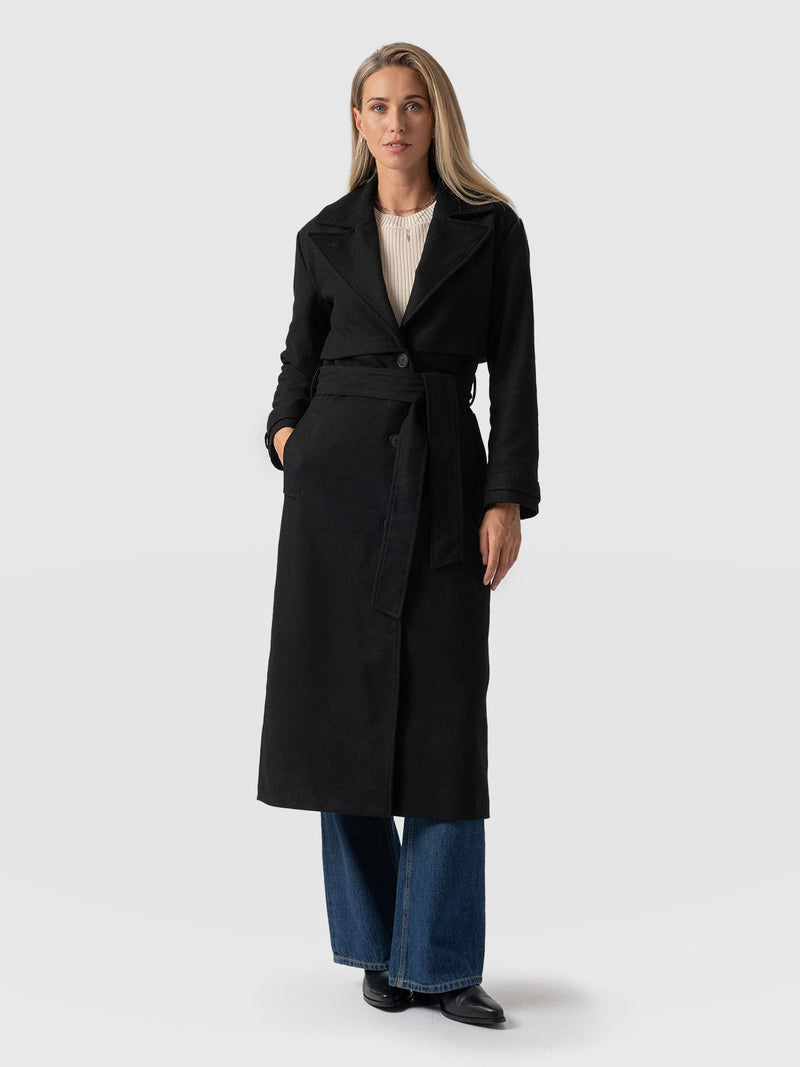 Odette Coat Black - Women's Wool Coats | Saint + Sofia® USA