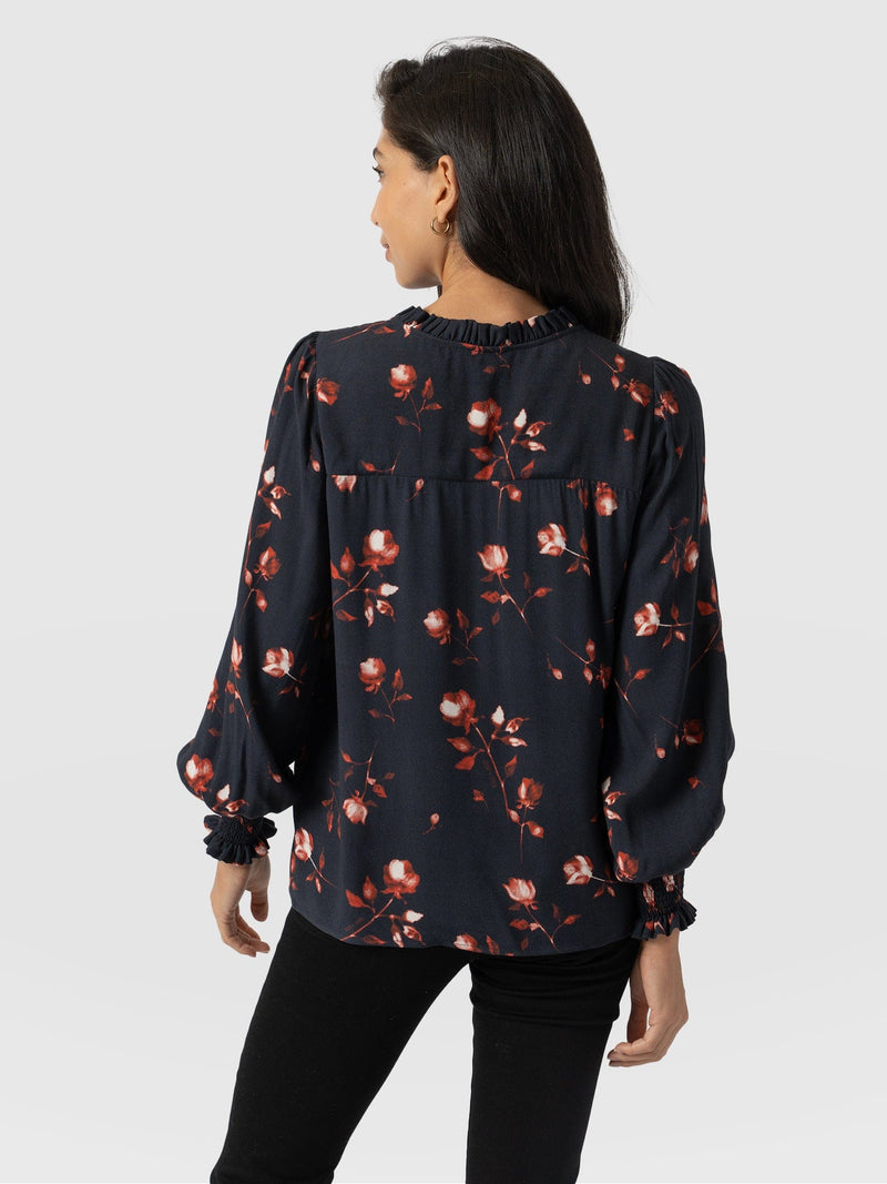 Olivia Blouse Dark Roses - Women's Blouses | Saint + Sofia® US