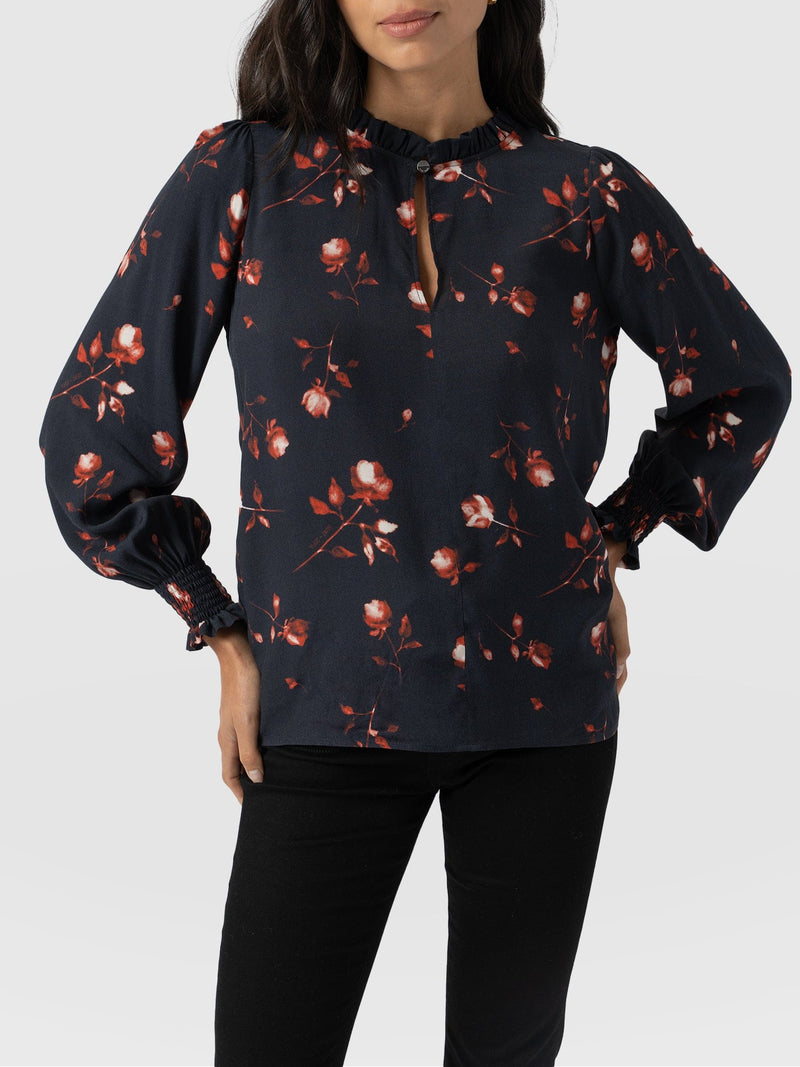 Olivia Blouse Dark Roses - Women's Blouses | Saint + Sofia® US