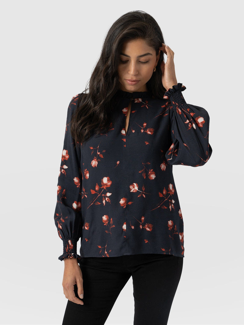 Olivia Blouse Dark Roses - Women's Blouses | Saint + Sofia® US