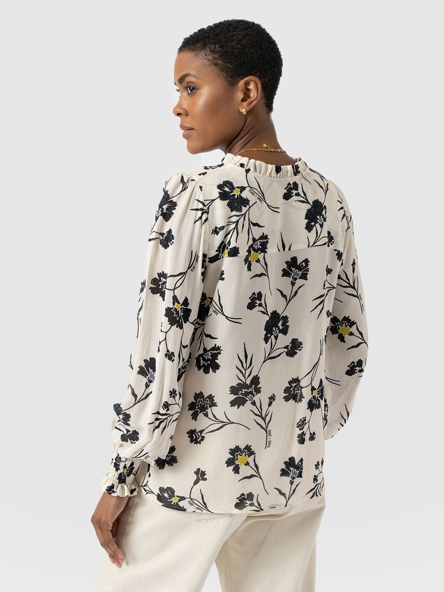 Olivia Blouse - White Spring Floral - Women's Blouses | Saint + Sofia® USA