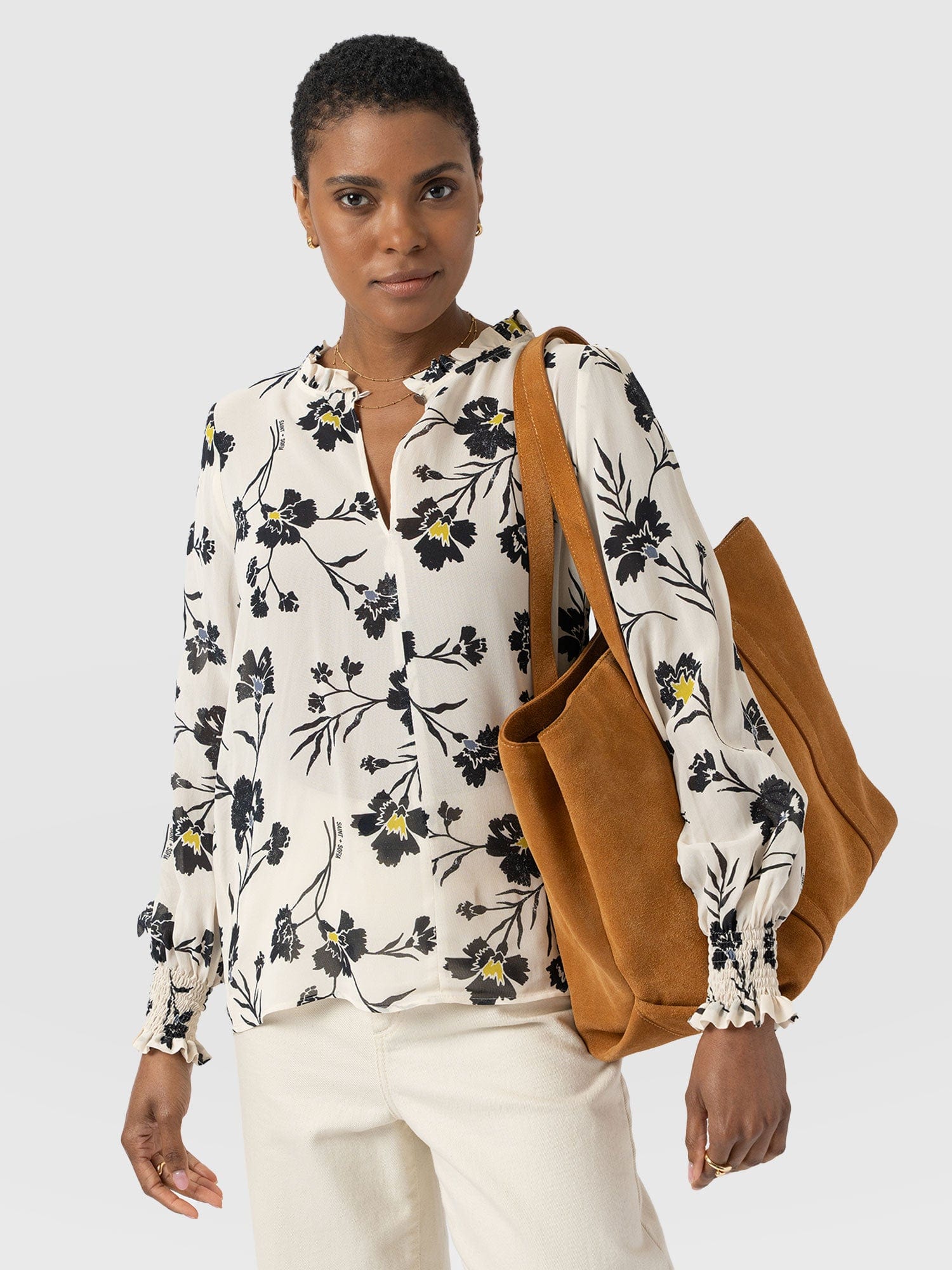Olivia Blouse - White Spring Floral - Women's Blouses | Saint + Sofia® USA