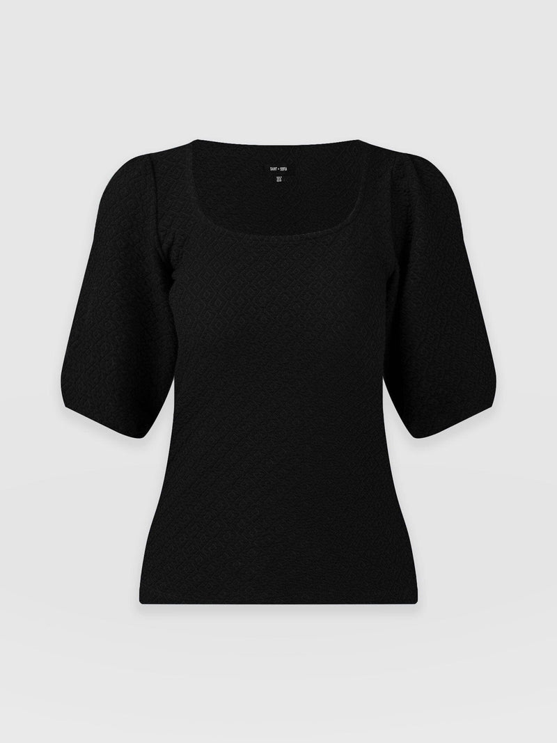 Olivia Puff Sleeve Tee Black - Women's T-shirts | Saint + Sofia® USA