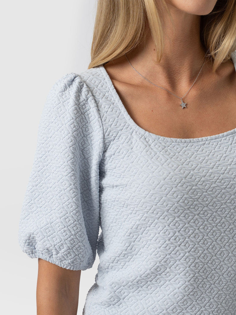 Olivia Puff Sleeve Tee Pale Blue - Women's T-shirts | Saint + Sofia® USA