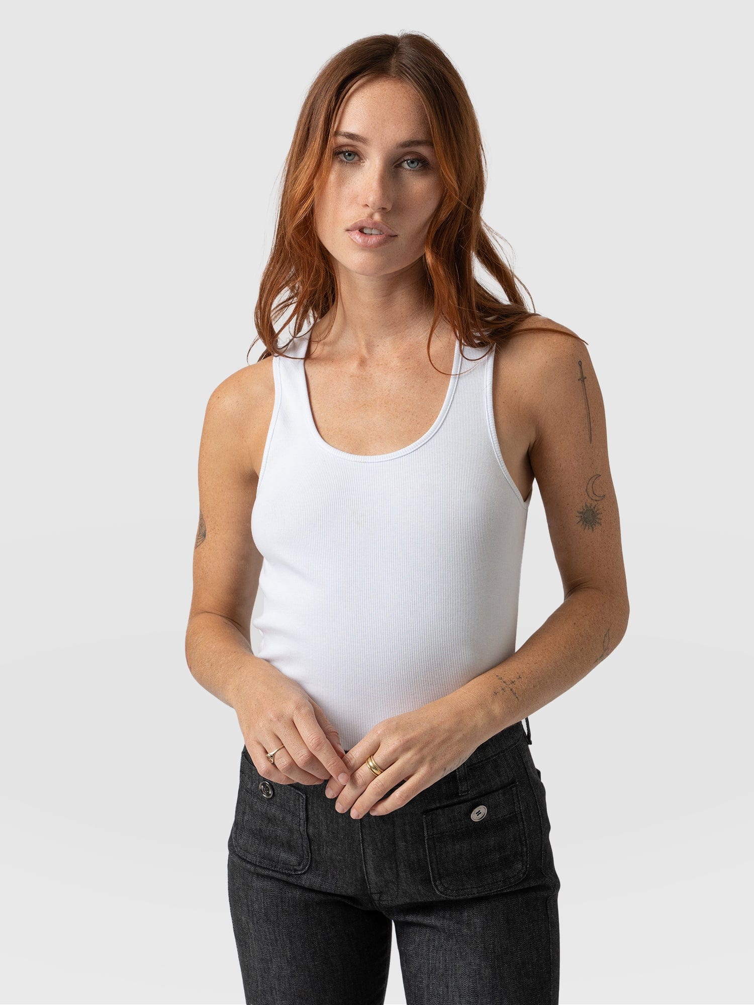 Olivia Rib Vest White - Women's Vests | Saint + Sofia® USA