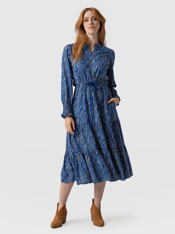 Olivia Zip Up Dress Blue Spot - Women's Dresses | Saint + Sofia® USA