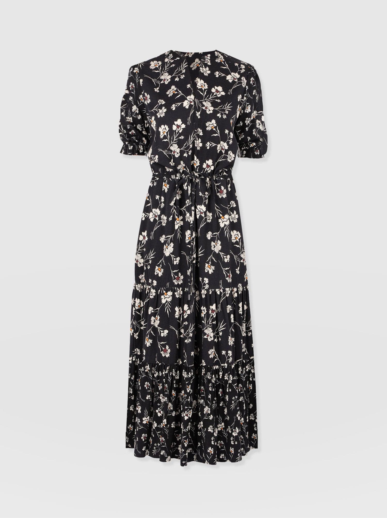 Olivia Zip Up Short Sleeve Dress - Black Spring Floral - Women's Dresss | Saint + Sofia® USA