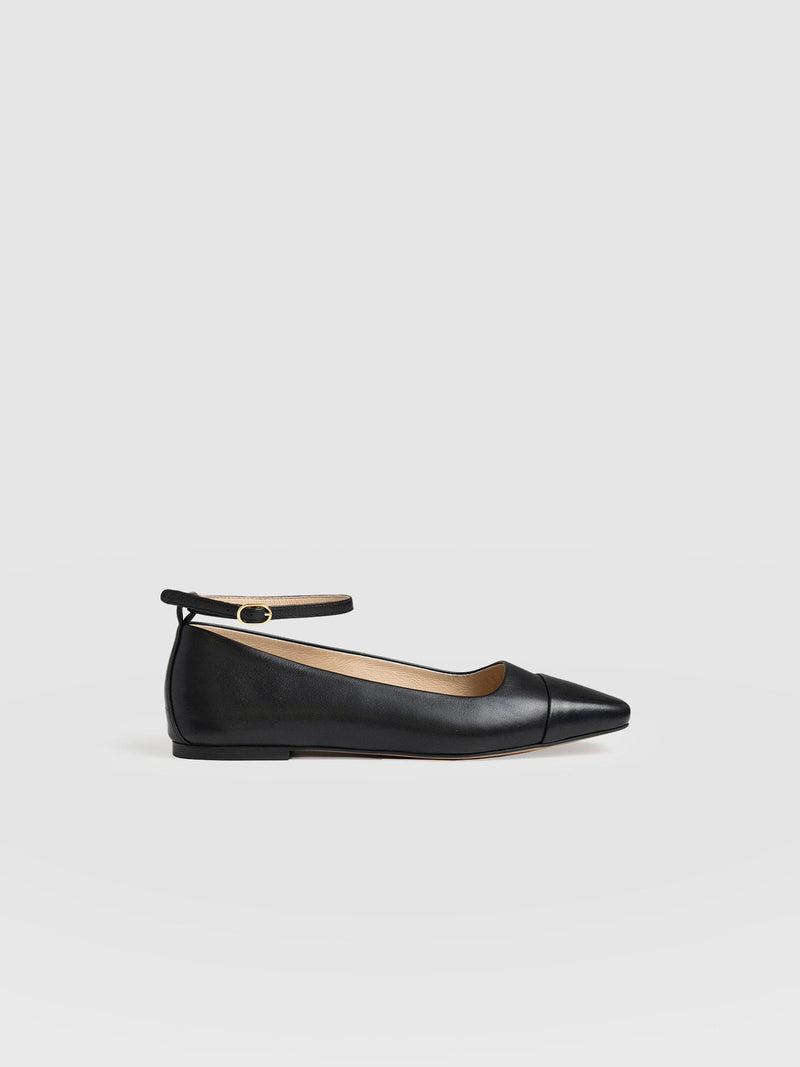 Ophelia Leather Ballerinas Black - Women's Shoes | Saint + Sofia® USA