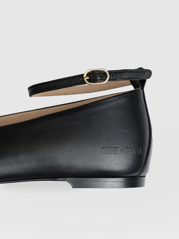 Ophelia Leather Ballerinas Black - Women's Shoes | Saint + Sofia® USA
