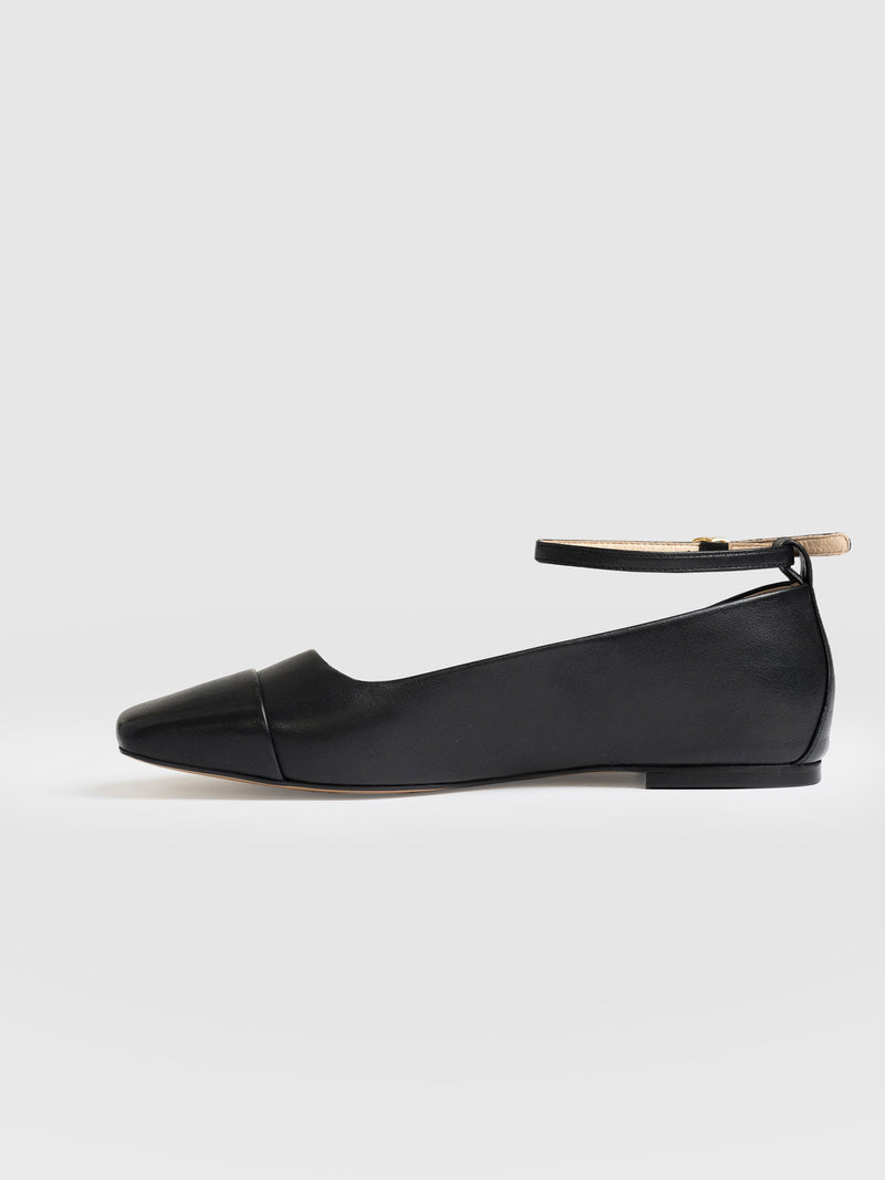 Ophelia Leather Ballerinas Black - Women's Shoes | Saint + Sofia® USA
