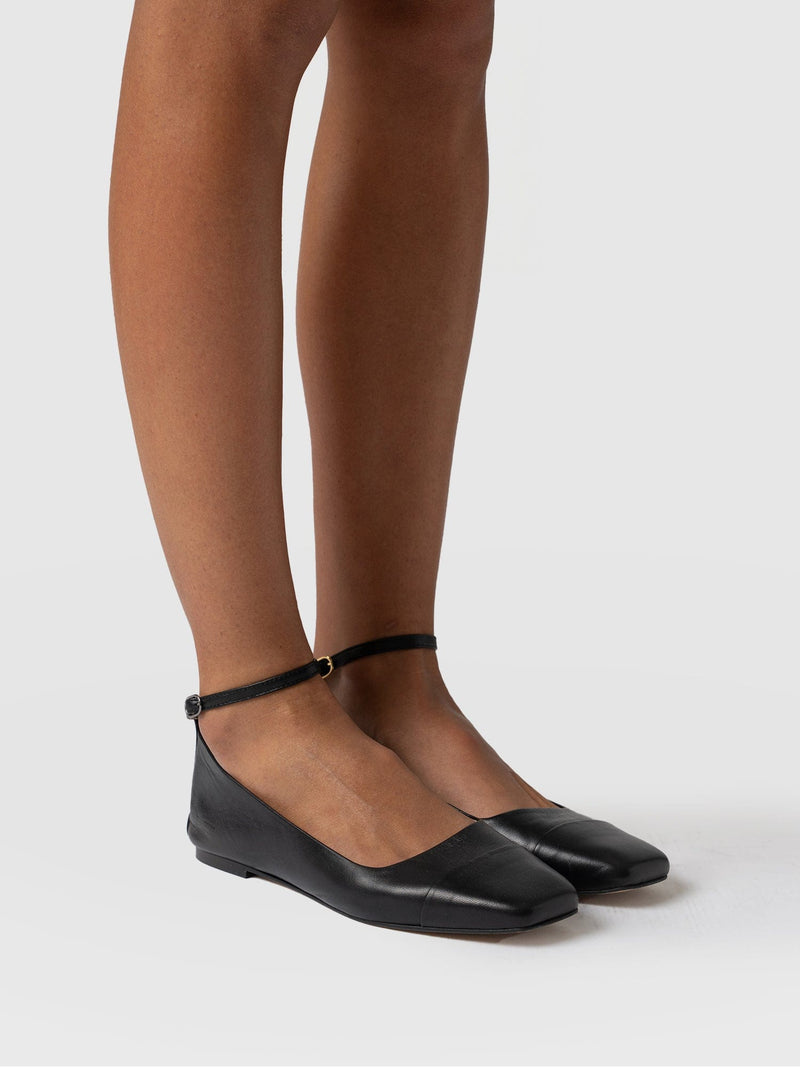 Ophelia Leather Ballerinas Black - Women's Shoes | Saint + Sofia® USA
